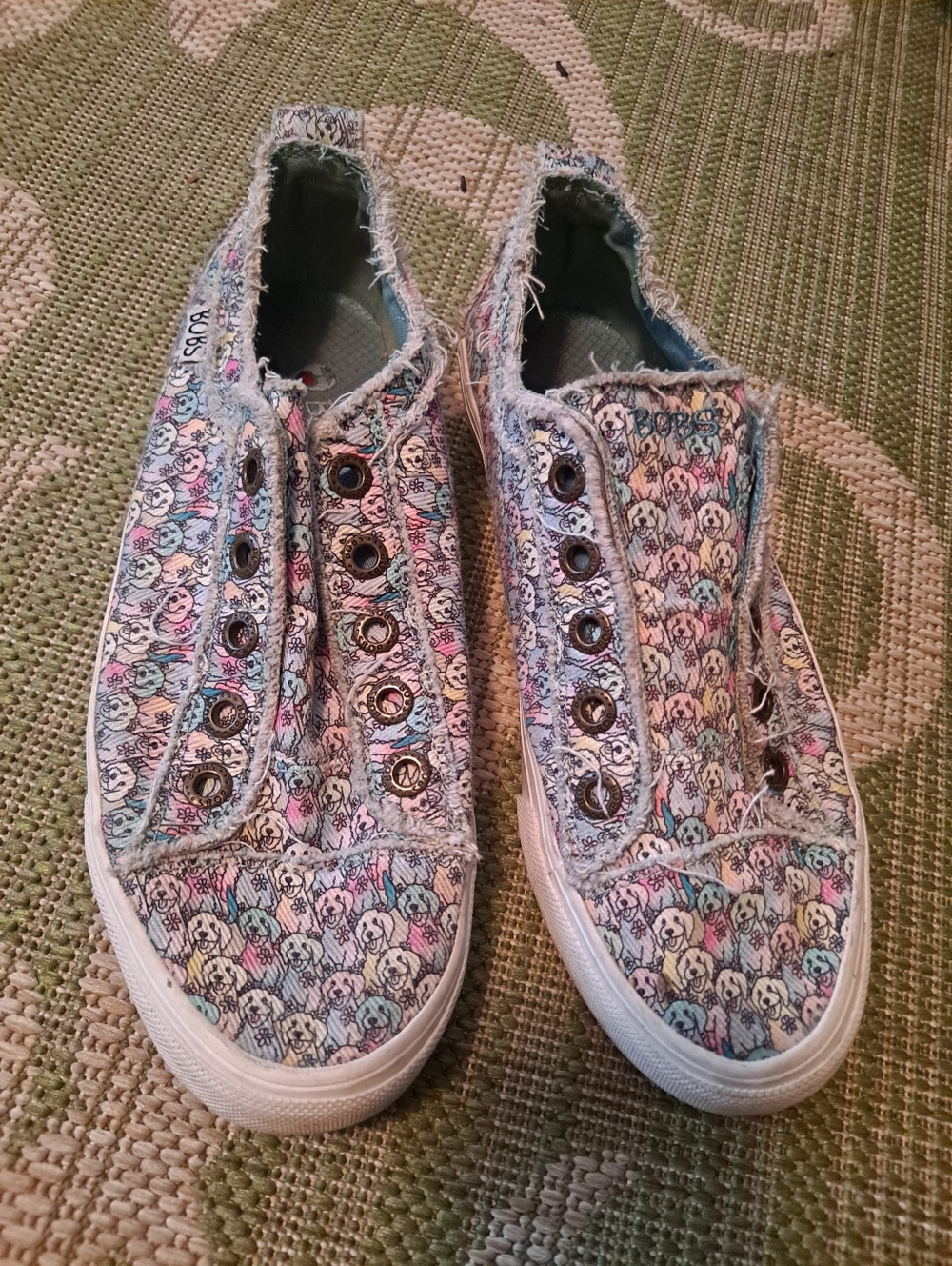 BOBS By Sketchers Casual Slip-On Sneakers Dog Pastel Pattern